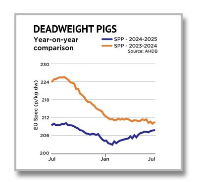 Pigs dead weight 0725 Oilseed Rape Graph 0225